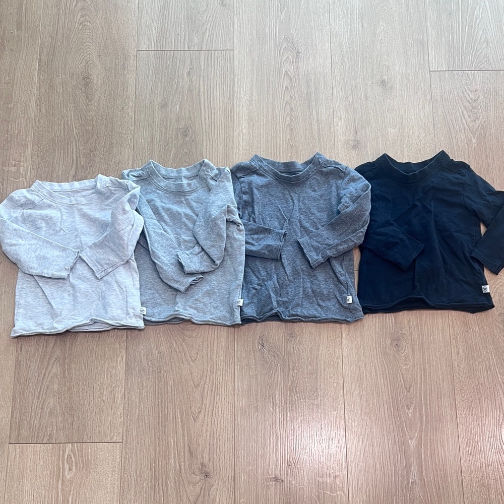 Honest Company Baby Long Sleeve Tee Set - Light Gray, Gray, Dark Gray, Black